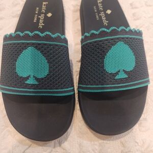 Kate Spade Black and Green Women's Slides. New with Tags.  Size 8